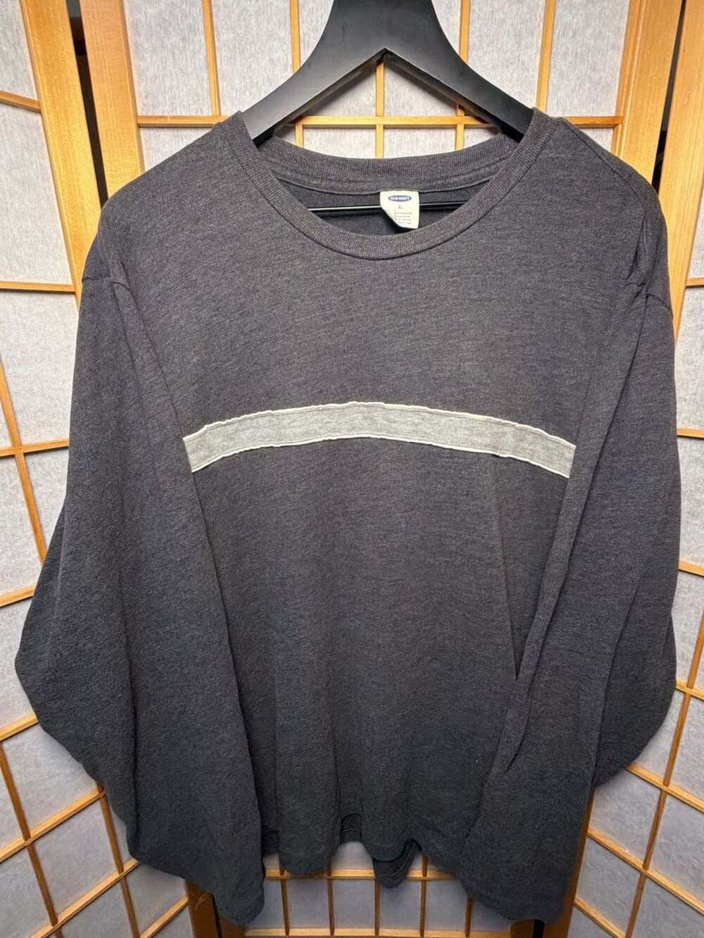 Old Navy Long Sleeve Crewneck Sweatshirt Size XL Gray Striped Chest